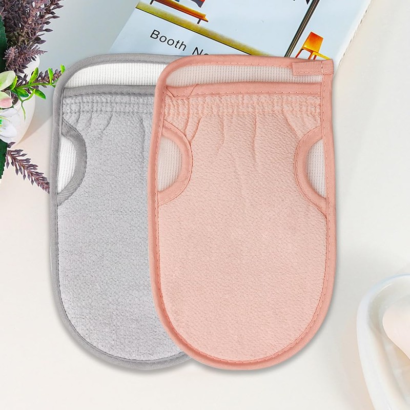 Pack of 2 Body Exfoliating Gloves for Bath, Hamam Glove