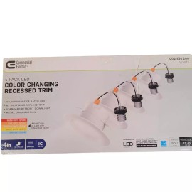 sweetdealalabama 4" Construction / Remodel Wht Integrated LED Recessed Light Trim w/ CCT (4-Pack)