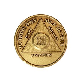 22 Year AA Medallion Traditional Bronze Raised Center Sobriety Chip