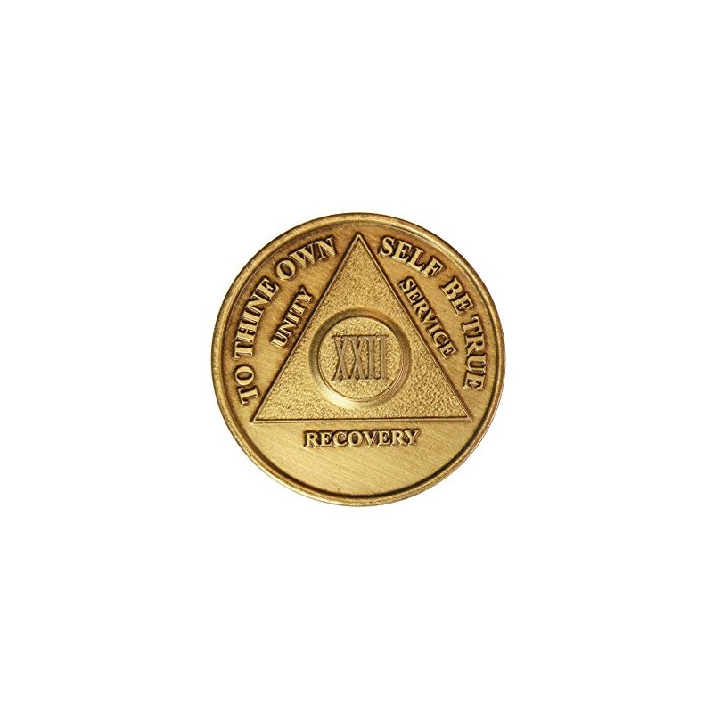 22 Year AA Medallion Traditional Bronze Raised Center Sobriety Chip
