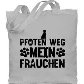 Shirtracer - Cotton Bag - Gift for Dog Owners - Paws Away - My Lady Paws, 2 Light Grey