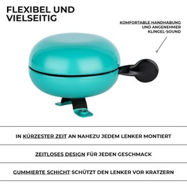 Urban Zweirad bicycle bell, Big Mama (large), bell for Dutch bikes or women’s bicycles, turquoise, xl