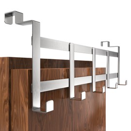 4smile Door Coat Rack for Hanging Inside - Stainless Steel Door Coat Rack for Back Door - Space Saving Door Hooks as Coat Hooks Door Inside with Non-Slip and Felt Pads