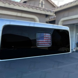 Decal Concepts American Flag Rear Window See Through Accent Decal - (Fits Jeep Gladiator 2020-2024) (Red-White-Blue Distressed)