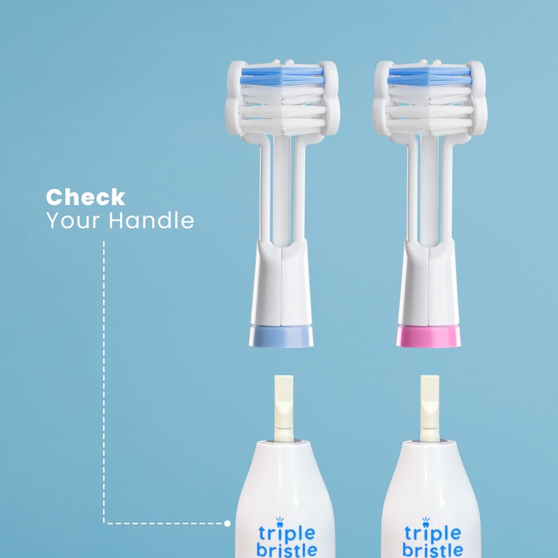 Triple Bristle Replacement Brush Head Refills | Innovative 3 Sided