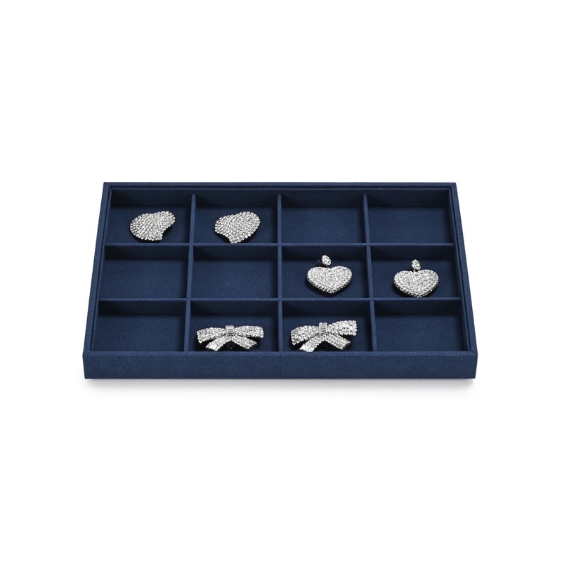 Oirlv Blue Microfibre Jewellery Trays 12 Grids Earrings Bracelets Display