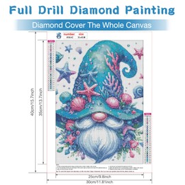 DOMROM Gnome Diamond Art Painting Kits for Adults, Coral Diamond Painting Kits 5D Starfish Diamond Art Kit for Beginner, Diamond Painting Full Round Drill Art and Crafts for Home Wall Decor 30x40cm