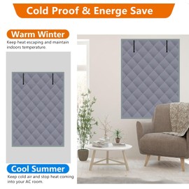 Aprllolg Winter Insulated Window Cover,3 Layer 63 x 39 Inch Oxford Thermal Insulated Window Blanket with Fastener, Window Insulation Kit for Winterizing Keeping Home Warm (Grey, 63 x 39 Inch)