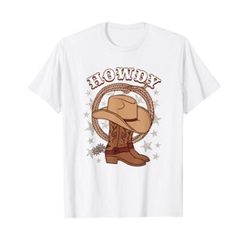 American Western Howdy Gear for Cowboys & Cowgirls Howdy Funny Cowboy Boots Hat Texas Rodeo Country Western T-Shirt
