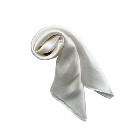 JERLA Women's Men's Small Square 100% Real Mulberry Silk satin Scarfs Hair head face scarf 21" x 21" (Pure cream white)