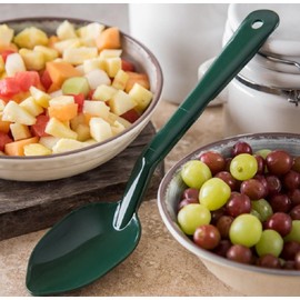 Soro Essentials- 11” Solid Serving Spoons Polycarbonate Green Color Set of 12- Serving Spoon Catering Spoons Solid Serving Utensils for Buffet Banquet Flatware Kitchen Basic Serving