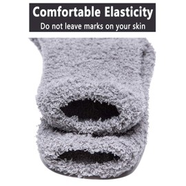 Women's Cozy Fluffy Socks Fuzzy Socks Plush Socks 5,6,7,8 Pairs (5 Grey, 4.5-8.5(Women Shoe))