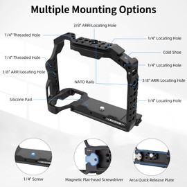 Nitze Cage for Panasonic LUMIX S5 II / S5 IIX / G9 II Camera, with Built-in Top and Side NATO Rails, Cold Shoe and Arca Swiss Quick Release Plate - T-P05A