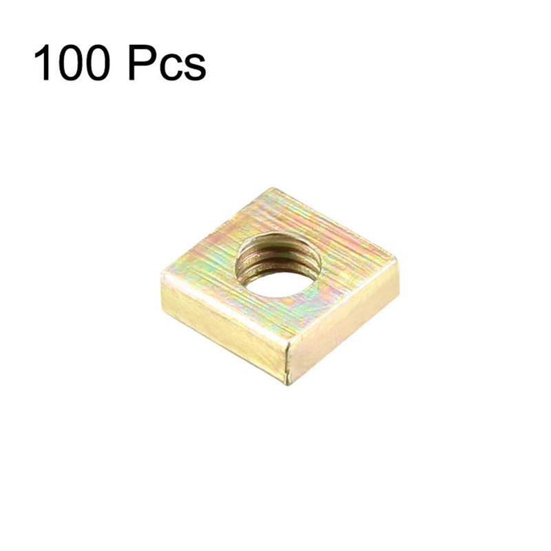 sourcing map Square Nuts, M3x5.5mmx2mm Yellow Zinc Plated Metric Coarse