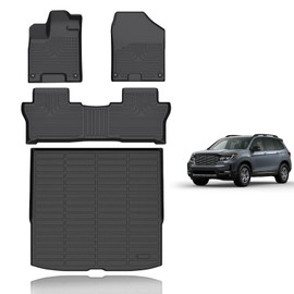 Wayhigh Floor Mats and Cargo Mat Set Fit for Honda Passport 2019-2024 2025 TPE Car Mats Waterproof Heavy Duty Rubber Floor Liners Passport Accessories