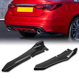 Rolling Gears Q50 Rear Bumper Splitter Diffuser Canards Compatible with 2014-2024 Infiniti Q50, Carbon Fiber Hydro-Dipping Rear Lip Spoiler Extension Kit