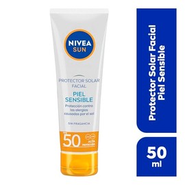 Protector Solar Facial Piel Sensible NIVEA SUN, Protección Contra Las Alergias Causadas Por El Sol, Fps50+ 50Ml