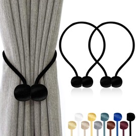 TopHomer Magnetic Curtain Tiebacks Curtain Clips Rope Back Curtain Holder Buckles Curtain Binder Curtain Holder for Home Decoration Pack of 2 Black