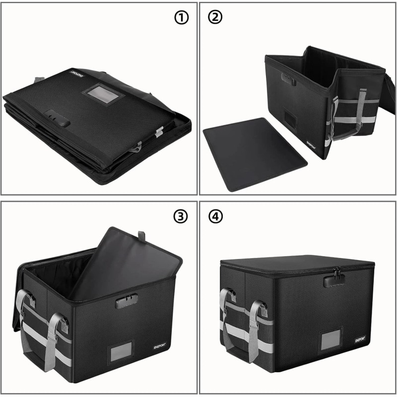Portable 15.55" Fireproof Document Box with Zipper - Elegant Safety