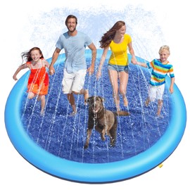 Peteast Splash Pad for Dogs & Kids, 97" Anti-Slip Doggie Splash Pad, Thicken Sprinkler Pool Summer Outdoor Water Toys Backyard Fountain Play Mat