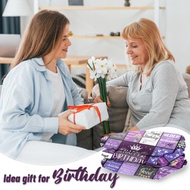 Birthday Gifts for Women, Friendship Blanket Purple 60"X50", Unique Happy Birthday Decorations for Women, Birthday Gift Ideas for Best Friend Mom Sister Wife Grandma