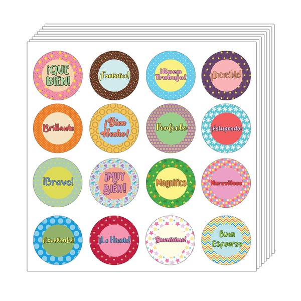 Creanoso Spanish Confetti Reward Stickers (20-Sheet) â Total 240 pcs