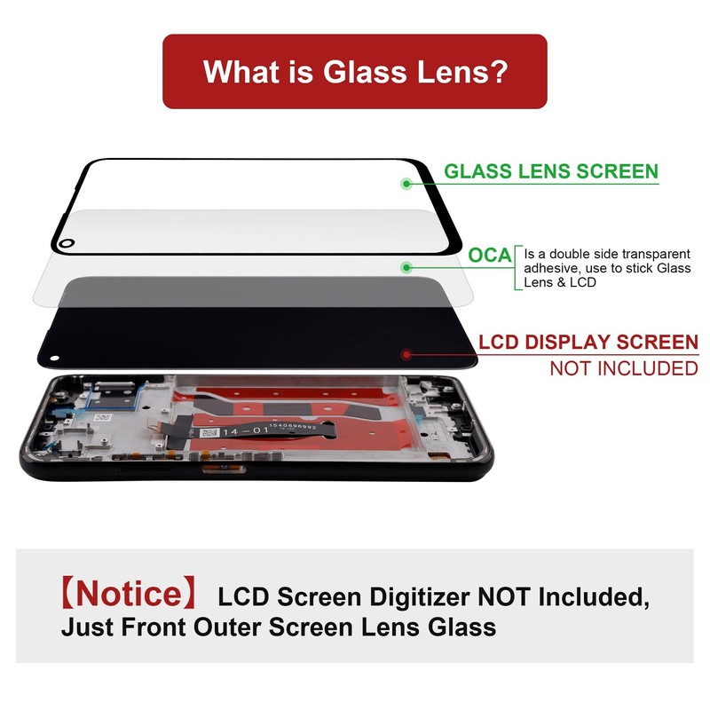 swark Display Glass Front Glass Repair Kit Compatible with NokiaG11