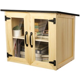 Marsui Outdoor Library Book Box Literature Exchange Kit Outdoor Wood Cabinet for Sharing Books Community Literature, Flyers, Newspapers, Food Art (Novel)