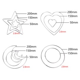 Gotetiso Dream Catcher Wire Rings Pack of 14 Metal Rings Dream Catcher Rings Metal Macrame Hoop Dream Catcher Wreath Heart Shape Star Moon Round Craft Wire Rings Made of Iron for DIY Crafts