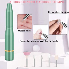 Torno Eléctrico para Uñas,11 en 1 Torno para uñas Profesional ,20,000 RPM Velocidad Ajustable Máquina de Lima Uñas,Taladro para Uñas con kit de brocas y bandas de lijado,Herramienta De Manicura Pulidora Eléctrica Para Acrílicos, Geles, Verde