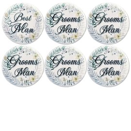 5+1 Pcs Groomsman and Best man Badge Pins Bridal Shower Wedding Party Accessory
