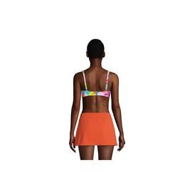 Lands' End Womens Chlorine Resistant Twist Front Underwire Bikini Top Turquoise Multi Graphic Floral Regular 10