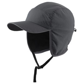 Decentron Mens Winter Hat with Brim Water-Resistant Fleece Earflaps Hat Baseball Trapper Hat Grey