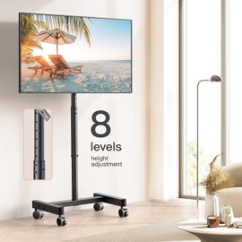 Perlegear Mobile TV Cart, Rolling TV Stand for 13-50 inch TVs with 30° Tilt Universal TV Cart for LED/LCD/OLED TV Height Adjustable Floor TV Stand Holds 44lbs Portable Monitor Stand Max VESA 200x200mm