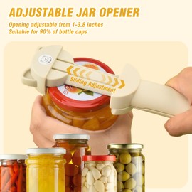 Multifunctional Magnetic Can Opener Jar Lid Opener Retractable Bottle Jar Opener for Weak Hands Arthritis Hands & Seniors Kitchen Gadget(White)