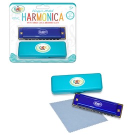 KaKo'o Music Kako'o: Classic Metal Harmonica - Blue - 4' Harmonica Comes with Storage Case, Microfiber Cloth, Great for Beginners, Ages 5+