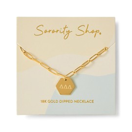 Sorority Shop Delta Delta Delta Paperclip Necklace — DDD 18K Gold Plated Sorority Gifts Necklace, Long-Lasting Delta Delta Delta Gifts for Women