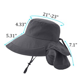29 IYEBRAO Pack of 2 Women's Sun Hat with Neck Protection UV Protection Wide Brim Ponytail Summer Hat UPF 50 Adjustable Beach Fishing Hat Fishing Hat Garden Outdoor Hat, 2 pieces-dark grey & beige