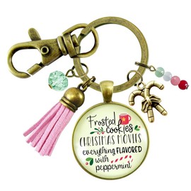 Christmas Candy Keychain Frosted Cookies Movies Peppermint Holiday Season Fun Handdmade Charm Key Chain Tassel Jewelry