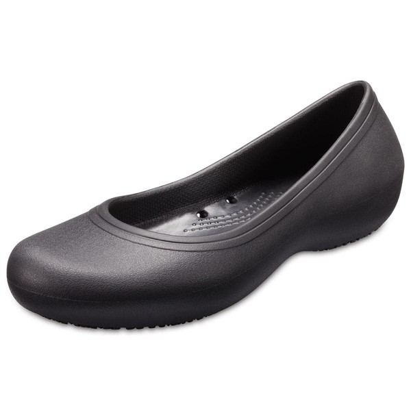 Crocs At Work Ballet Flats| Slip Resistant Shoes, Black, 9 Women