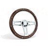New World Motoring 14" 6 hole Mahogany Wood Chrome spoke