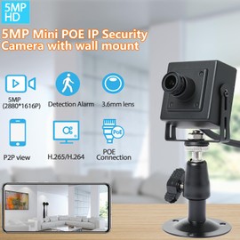 REVODATA HD Mini POE IP Camera 5MP, Indoor Security Small 2.8-12 mm Lens Manual Zoom Lens, P2P Remote View CCTV Video POE IP Surveillance Camera H.265 Motion Detection (I712-P-HS)