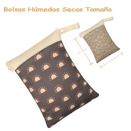 2 Bolsas Húmedas Secas para Pañales de Tela de Bebé, Bolsa Impermeable para Ropa Mojada, Bolsa para Pañales Lavable con 2 Bolsillos Cierres para Accesorios Bebés Sucios, Viajes, Playa