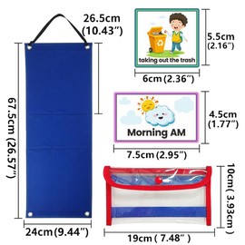 Kids Visual Schedule Calendar Chart 2 in 1 Autism Daily Routine with 70 Cards Autism Learning Materials Behavioral Tool Wall Planner Multiple Planner Home School Chores Outings Home