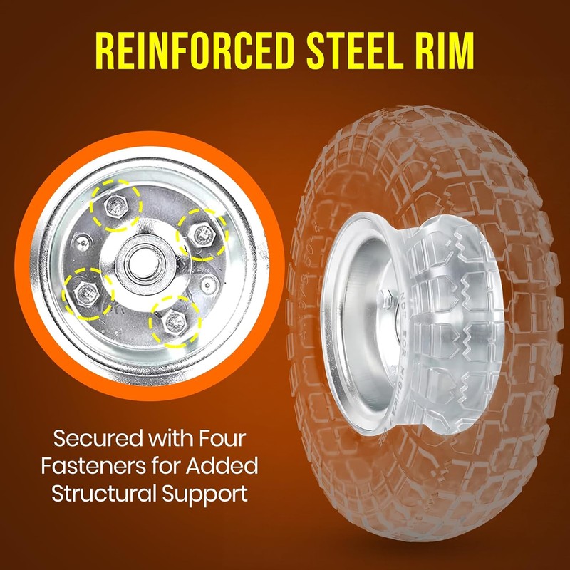 AR-PRO (2-Pack) 10-Inch Solid Rubber Tire Wheels - Replacement 4.10/3.50-4"