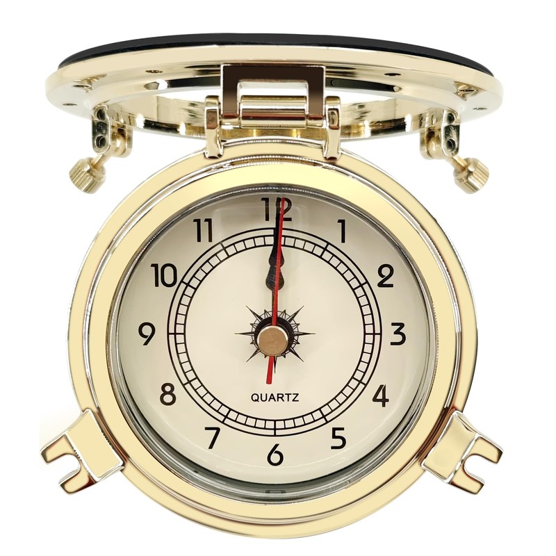 THALASSA 3.8" Brass Ship Porthole Clock – Waterproof Marine Timepiece