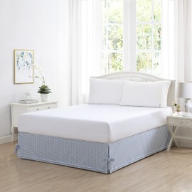 Laura Ashley Home - Cotton Ruffled Bedskirt, Lightweight & Classic Style (Hedy Blue, Full)