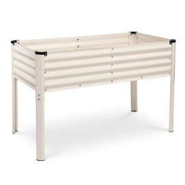 Galvanized Raised Garden Beds Outdoor with Legs // 48×24×31in Elevated Planter Box for Vegetables, Flowers (White) // Large Metal Garden Bed for Backyard Patio Gardening
