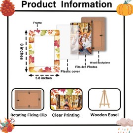 YSTEP Thanksgiving Picture Frame 4x6, Fall Maple Leaves Photo Frame for Tabletop Display, Autumn Decor for Home or Office, Holiday Gift for Women, Men, Friends –J08