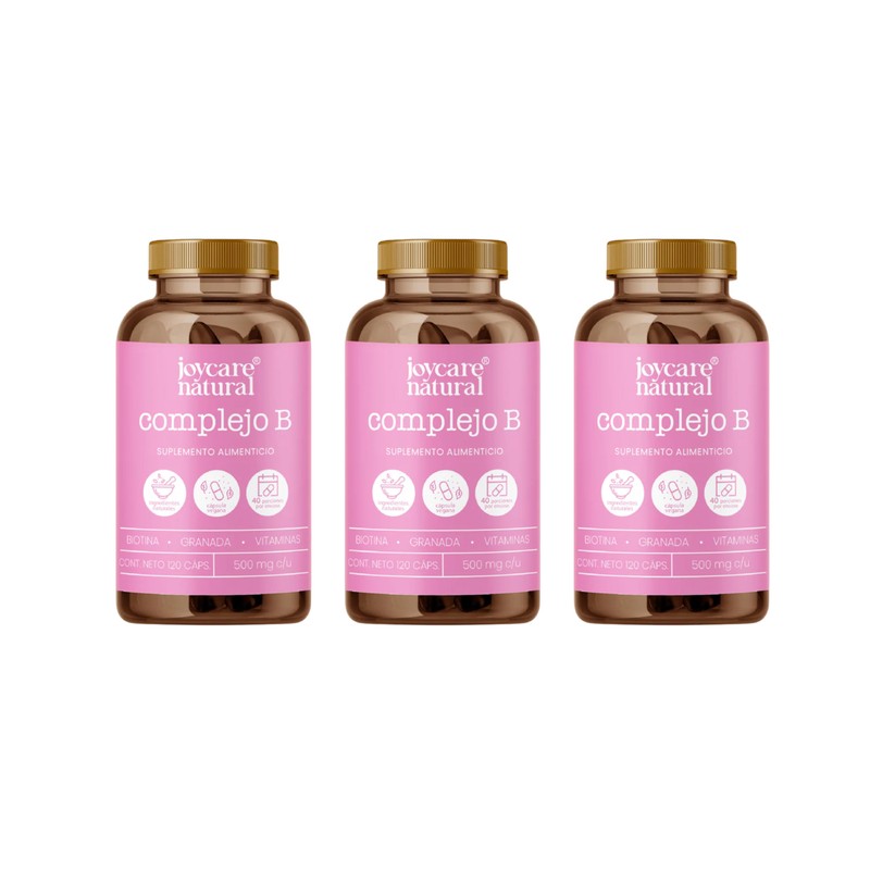 JOYCARE NATURAL Pack de 3 Complejo B Suplemento Alimenticio Biotina